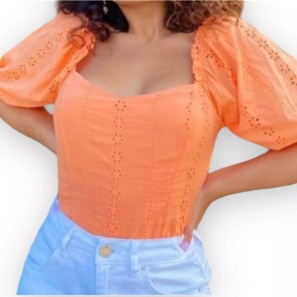 Target Wild Fable Orange Lace Top - Picture 3 of 8